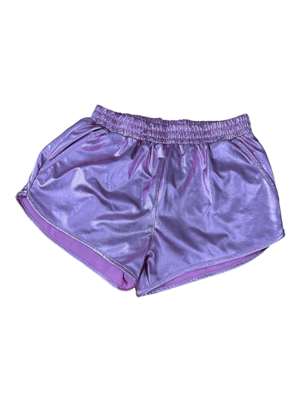 2. Shiny Liquid Purple Retro Roller Shorts Girls Size 160 Youth XL
